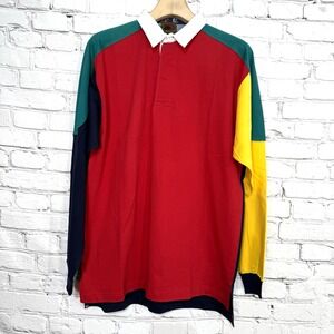 Vintage Boston Traders Rugby Shirt Mens M 90s Colorblock Preppy Outdoors Polo